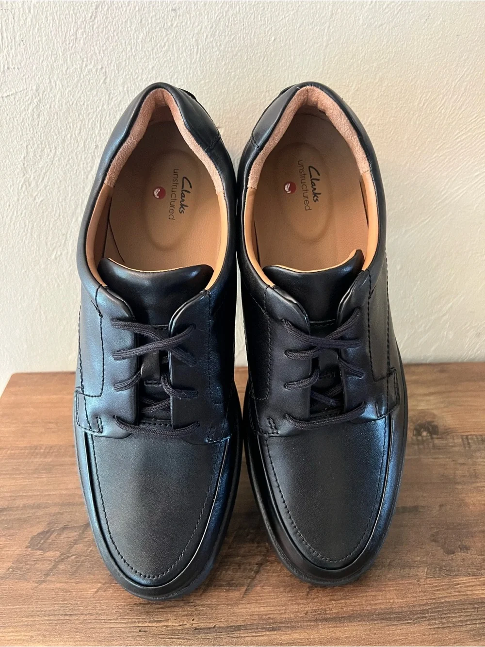 Clarks NWOB Unstructured black moc toe Oxfords US Mens Sz 11 M